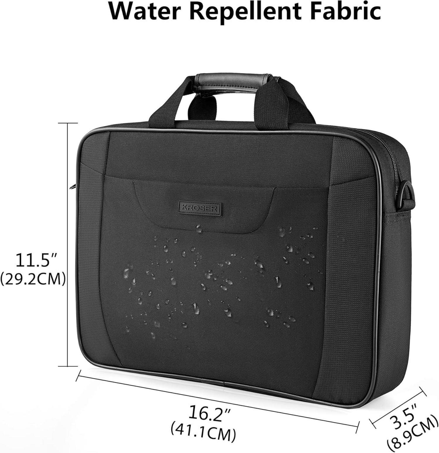 KROSER Laptop Aktentasche 15.6 Zoll Schwarz Wasserabweisend