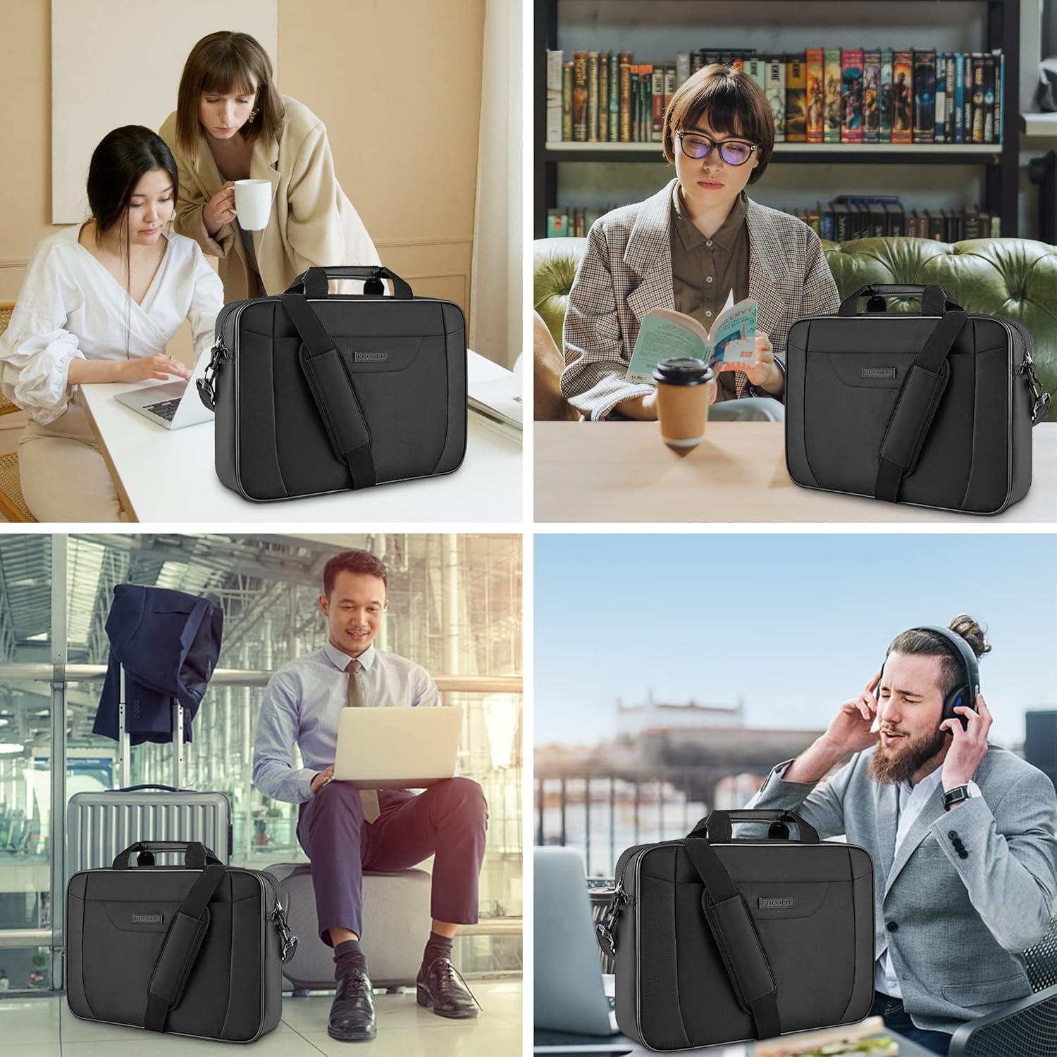 KROSER Laptop Aktentasche 15.6 Zoll Schwarz Wasserabweisend