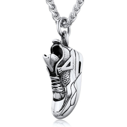 Herren Kette Sneaker Anhänger Edelstahl Hip Hop Punk Modeschmuck Silber