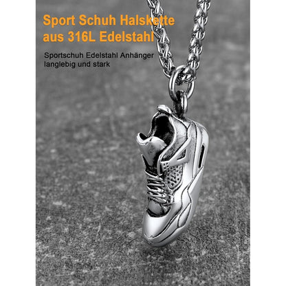 Herren Kette Sneaker Anhänger Edelstahl Hip Hop Punk Modeschmuck Silber