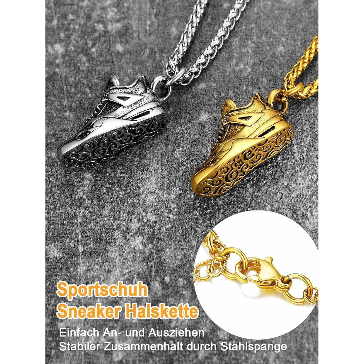 Herren Kette Sneaker Anhänger Edelstahl Hip Hop Punk Modeschmuck Silber