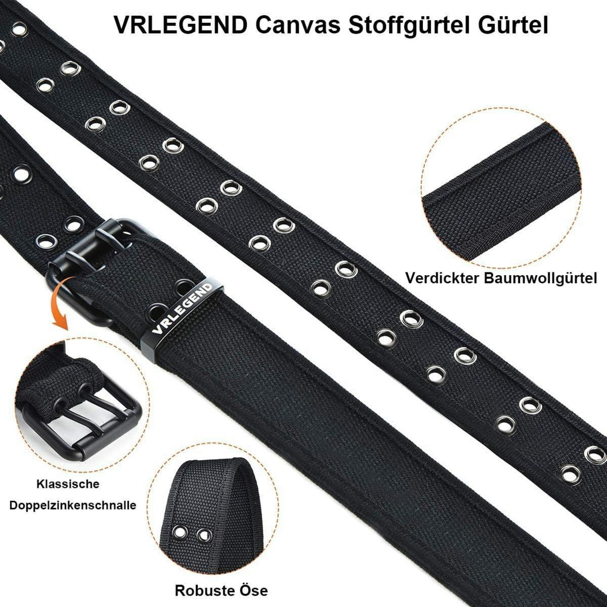 Canvas Gürtel Herren 120-180cm Jeans Stoffgürtel Outdoor Casual
