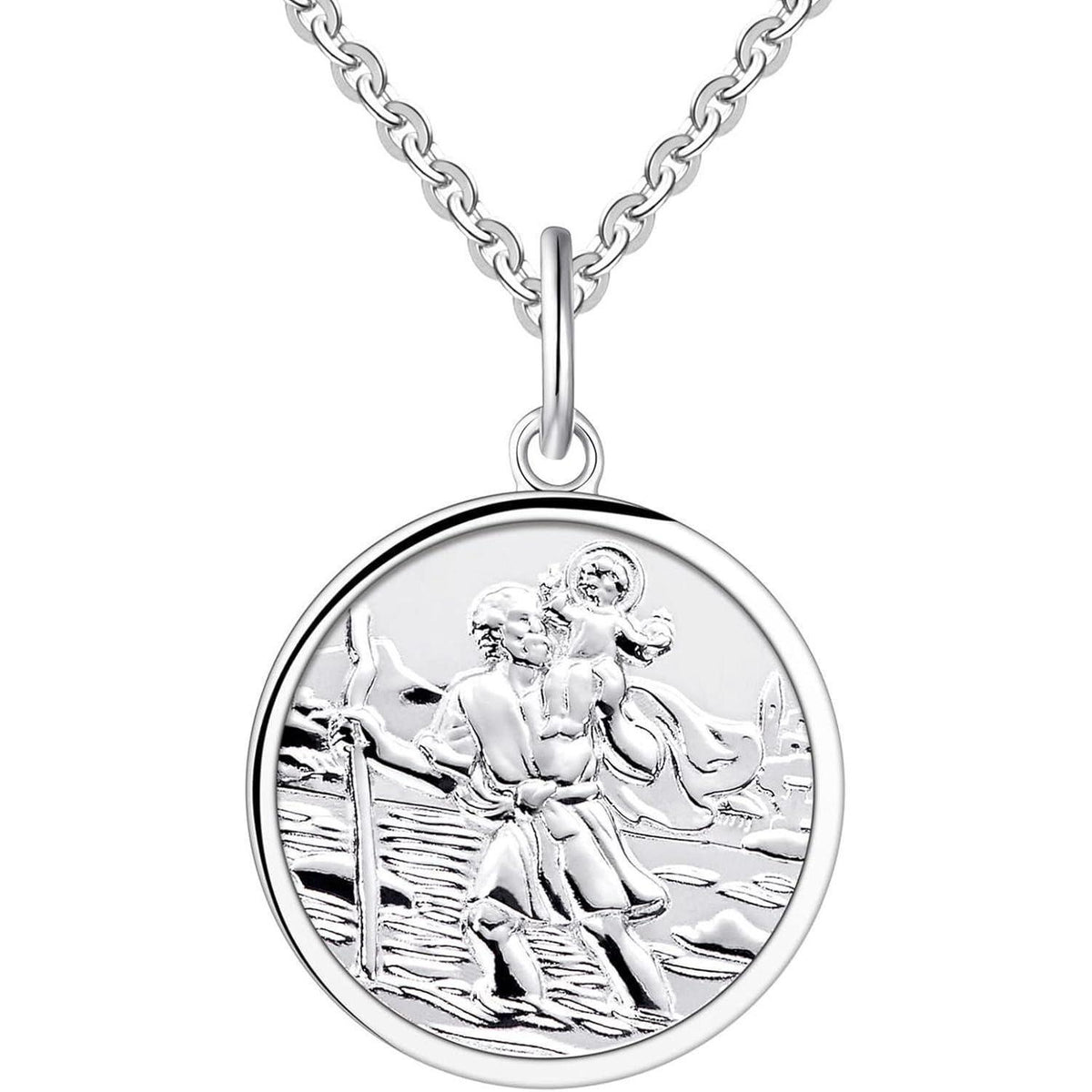Heiliger Christophorus Kette 925 Sterling Silber Medaille Schutzanhänger