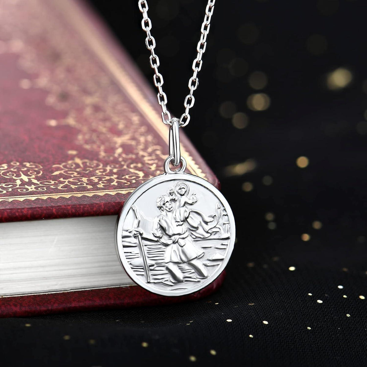 Heiliger Christophorus Kette 925 Sterling Silber Medaille Schutzanhänger