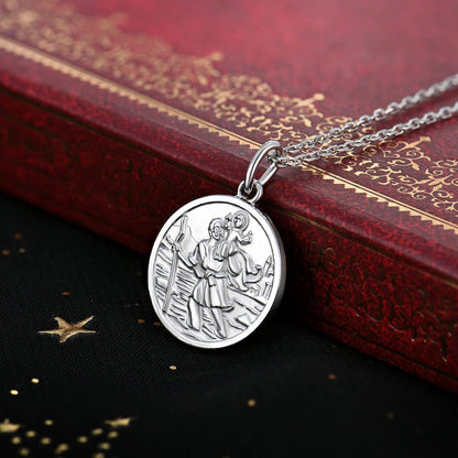 Heiliger Christophorus Kette 925 Sterling Silber Medaille Schutzanhänger