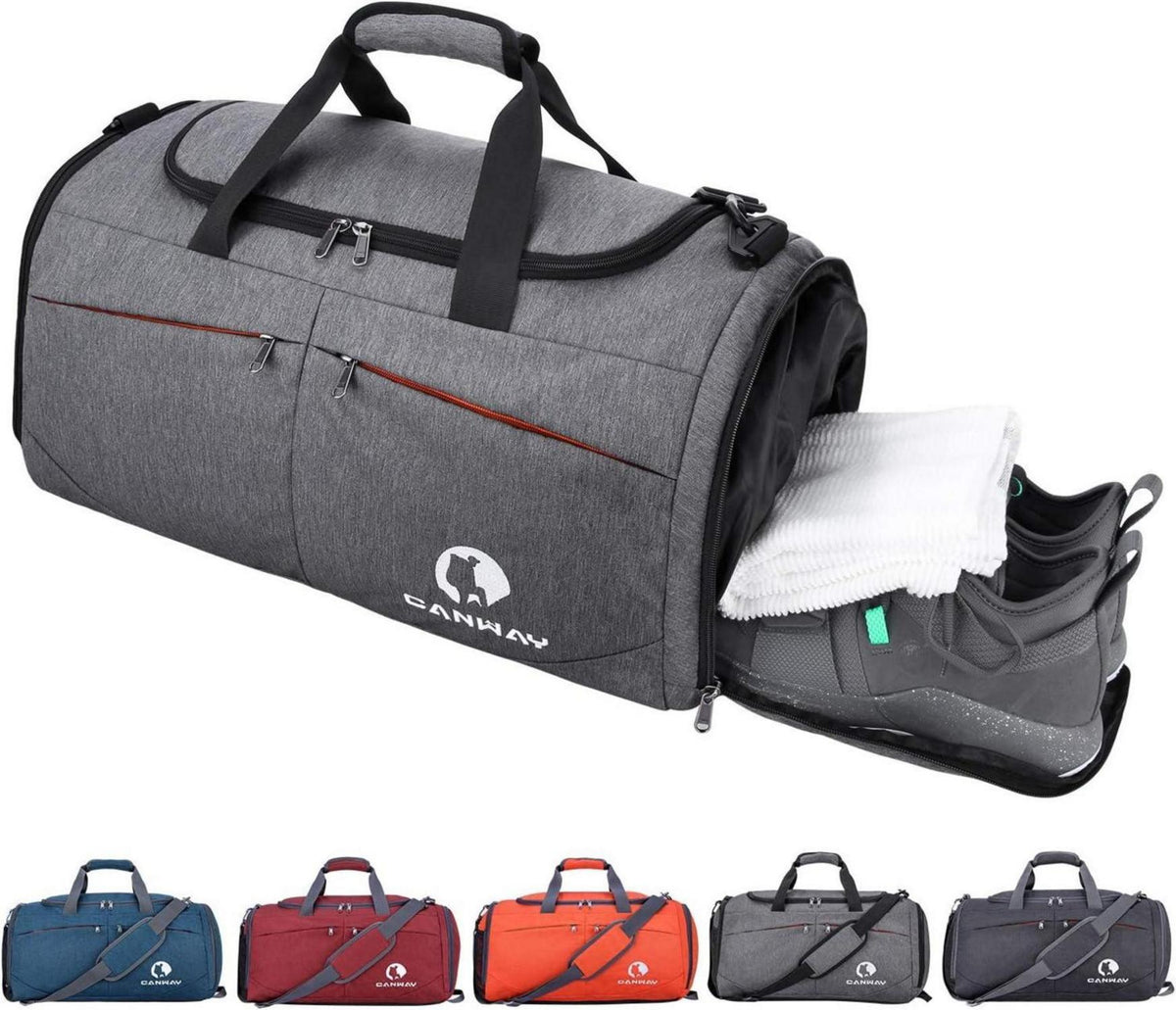 Sporttasche Faltbar Reisetasche Schuhfach Nassfach 45L Grau