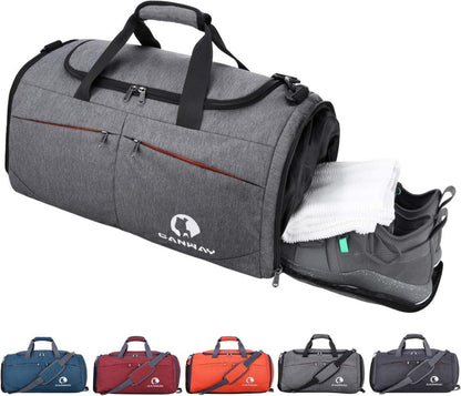 Sporttasche Faltbar Reisetasche Schuhfach Nassfach 45L Grau