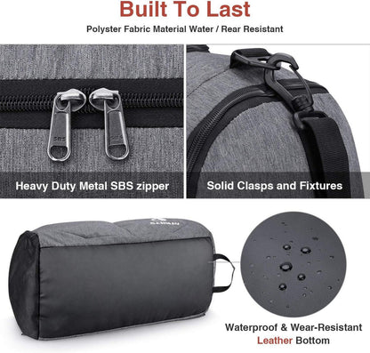 Sporttasche Faltbar Reisetasche Schuhfach Nassfach 45L Grau