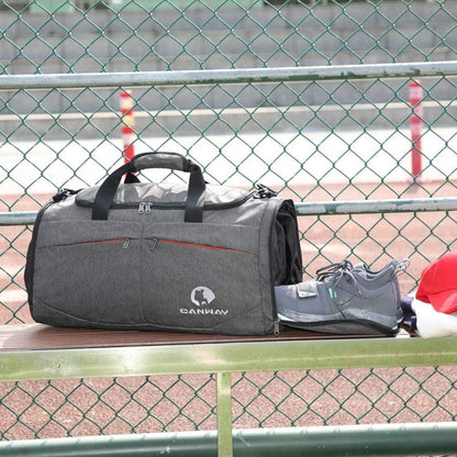 CANWAY Faltbare Sporttasche 45L mit Nass- und Schuhfach Grau Leichtgewicht