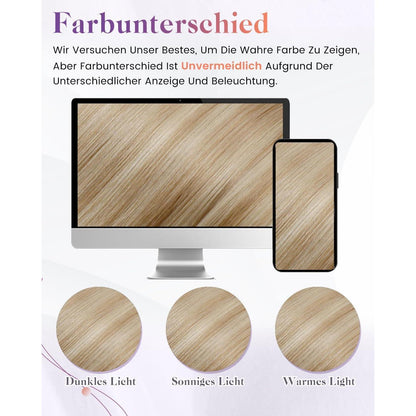 Echthaar Zopf Extension Blond Highlights 45cm