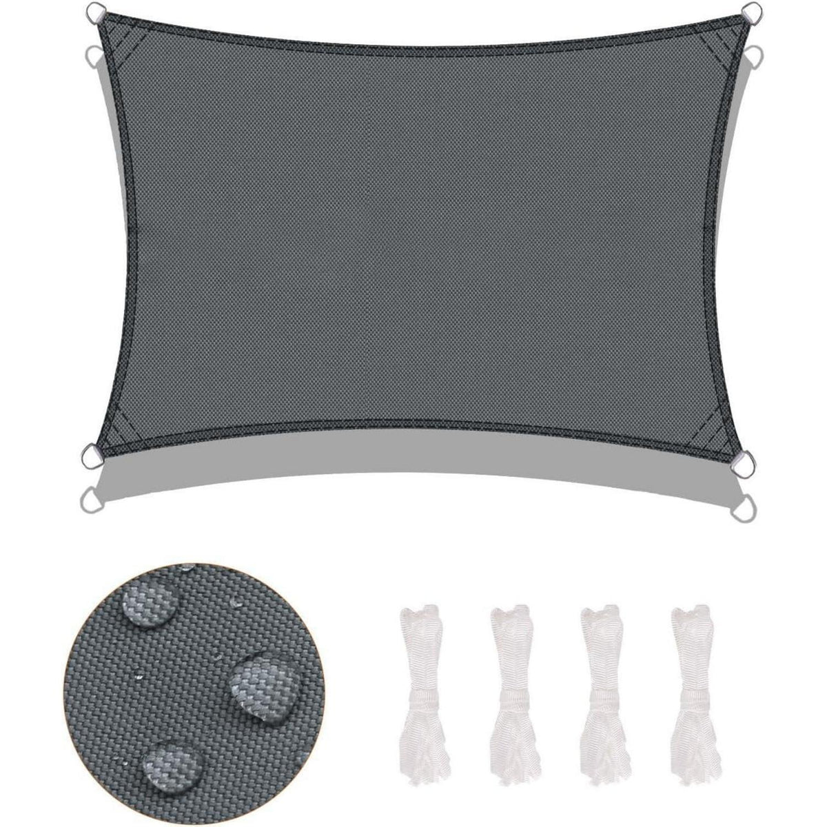 Wasserdichtes Sonnensegel 2x4m Anthrazit UV-Schutz für Garten & Terrasse