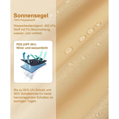 Wasserdichtes Sonnensegel 4x4m Sandbeige UV-Schutz für Garten & Terrasse