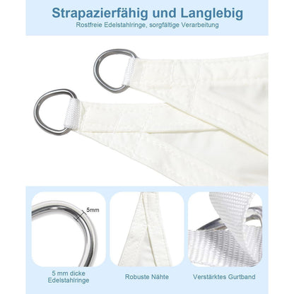 Wasserdichtes Sonnensegel 2x4m Cremeweiß UV-Schutz für Garten & Terrasse