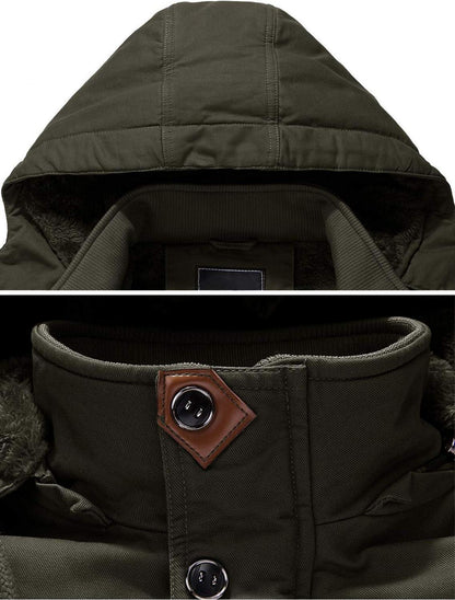 Herren Winterjacke Militärjacke Warm Gefütterte Outdoorjacke S Armeegrün