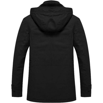 Herren Winterjacke Gefüttert Fleece Militärjacke Schwarz