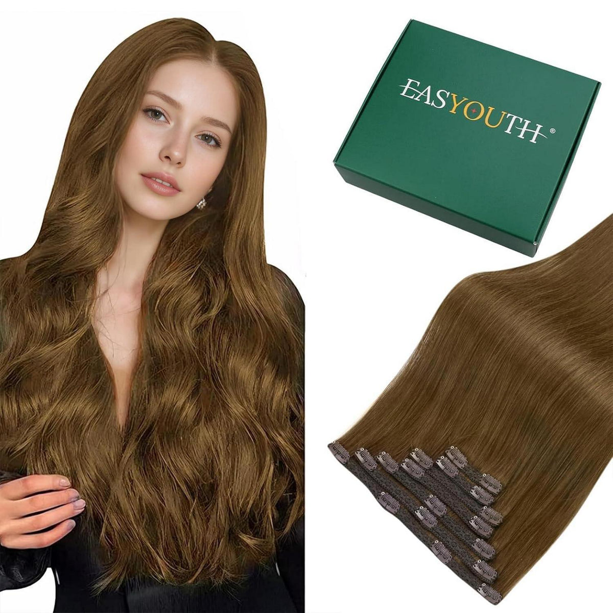 56cm Echthaar Haarverlängerung Clip-in #4
