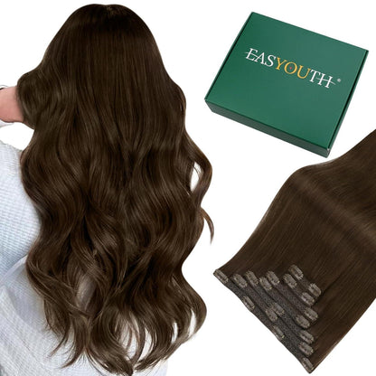 Clip-in Echthaar Extensions Braun 40cm – Remy Menschenhaar