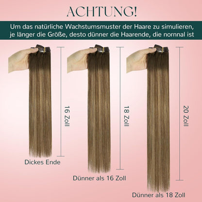 Clip-in Echthaarverlängerung Balayage Mittelbraun mit Blond