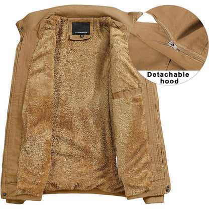 Warme Herren Winterjacke mit abnehmbarer Kapuze Khaki