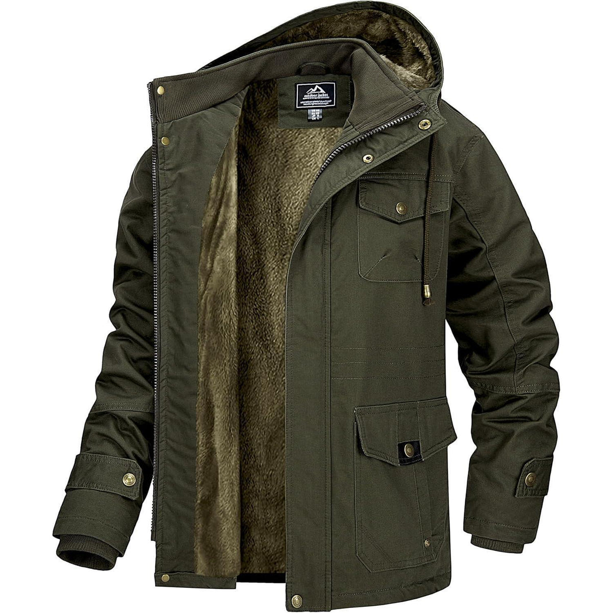 Herren Winterjacke Fleecegefüttert, Winddicht, Grün