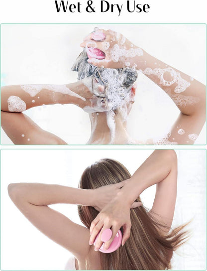 HEETA Kopfhaut Massagebürste Silikon Haarbürste Peeling Rosa
