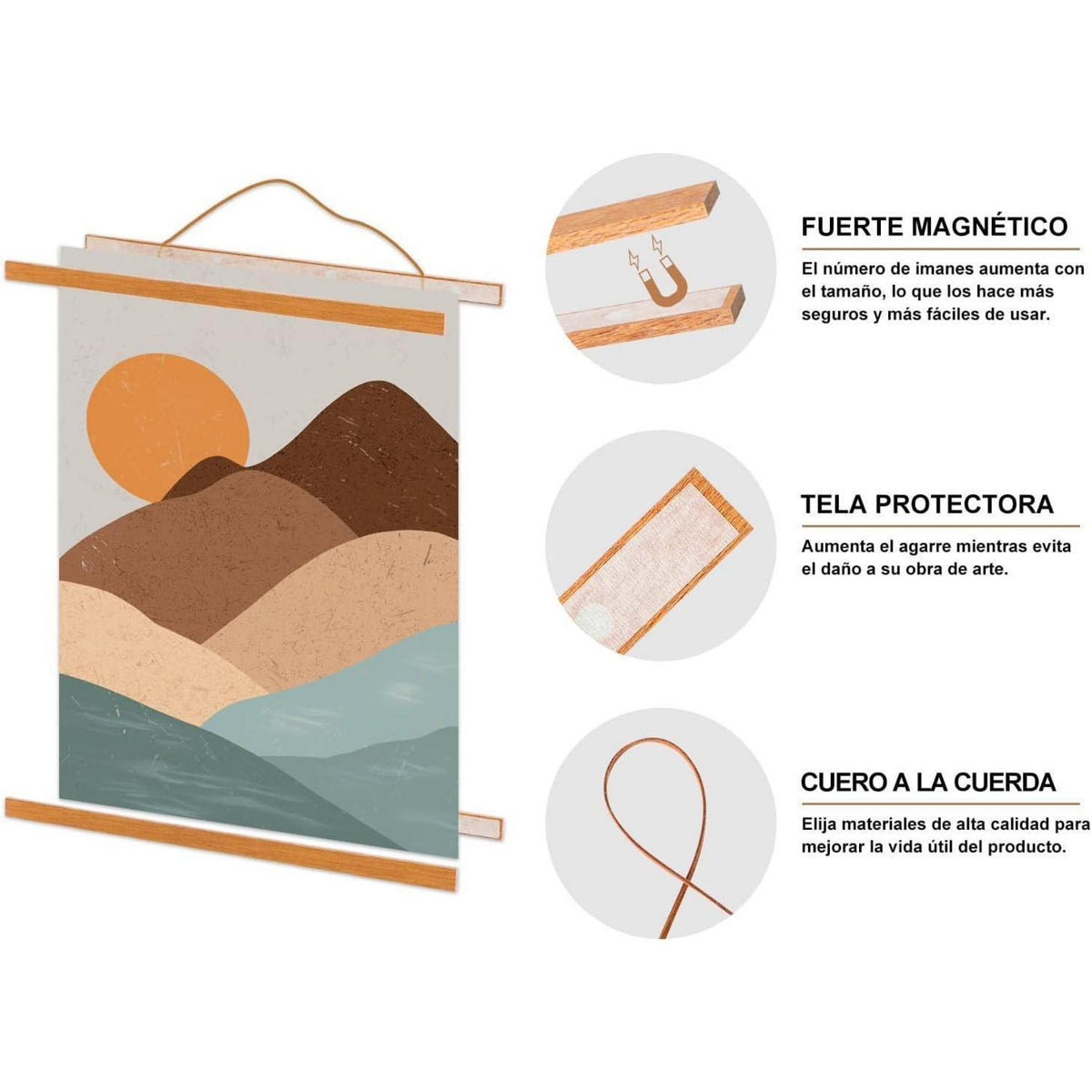 Magnetische Posterleiste Teakholz 100cm für Drucke