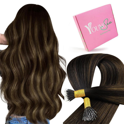 Echthaar Nanoring Extensions Braun 40cm - Haarverlängerung