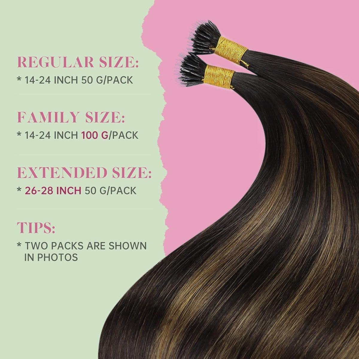 Echthaar Nano Ring Extensions Braun Ombre 35cm Haarverlängerung