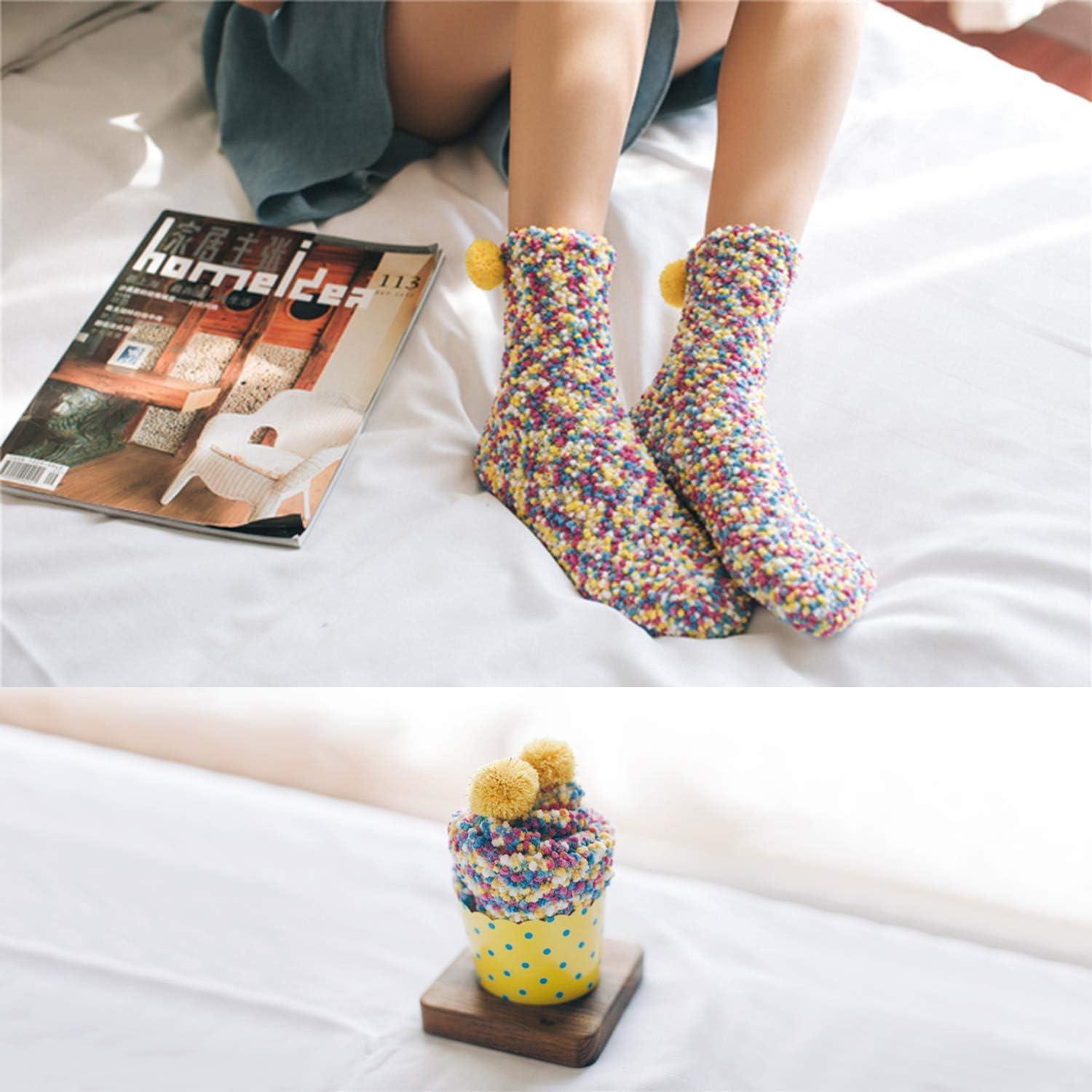 Kuschelsocken Damen Lustige Socken Weihnachtsgeschenke 3 Paar Blau Gelb Rosa