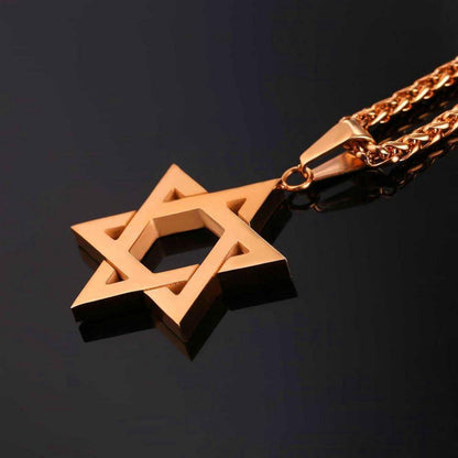 Herren Davidstern Anhänger Halskette Rosegold Edelstahl Personalisiert