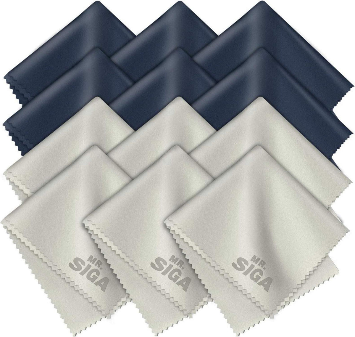 12er Pack Mikrofaser-Reinigungstücher 6 x 7 Zoll Marine/Grau