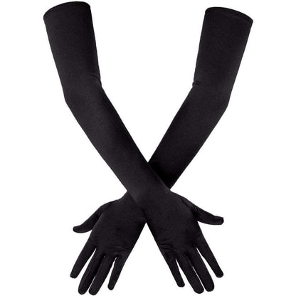 Lange Satin Handschuhe Schwarz – 1920er Jahre Opernhandschuhe
