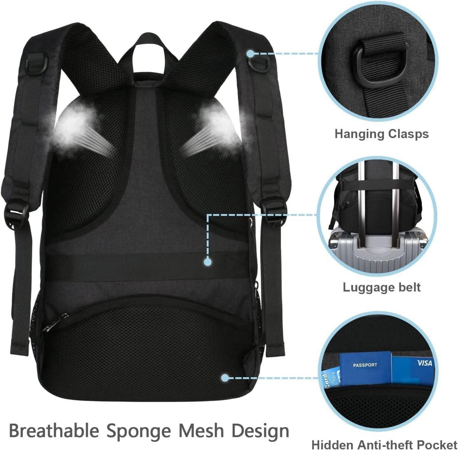Business Laptop Rucksack Herren 17,3 Zoll USB Anti-Diebstahl Schwarz