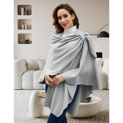 Damen Poncho Schal Strick Cape Grau – Weich & Vielseitig