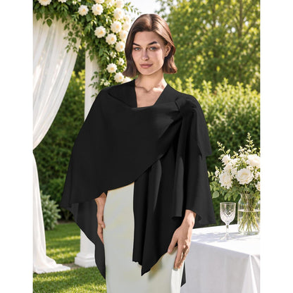 Damen Poncho Strick Cape Weich für Herbst Winter Einheitsgröße Schwarz