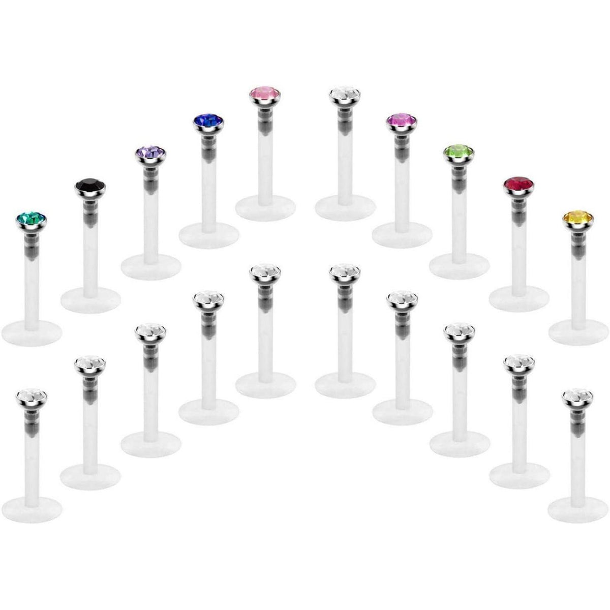Labret Stecker Set Kristall Bioflex 16G 10mm