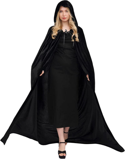 Umhang mit Kapuze Samtstoff Damen Herren Kinder Vampir Halloween