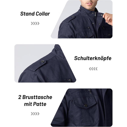 Herren Übergangsjacke Cargo Militär Winddicht mit Taschen Navy 3XL