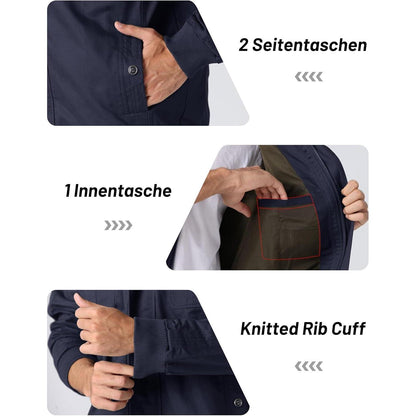 Herren Übergangsjacke Cargo Militär Winddicht mit Taschen Navy 3XL