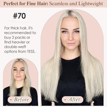 Echthaar Clip-In Extensions Platinblond 40cm