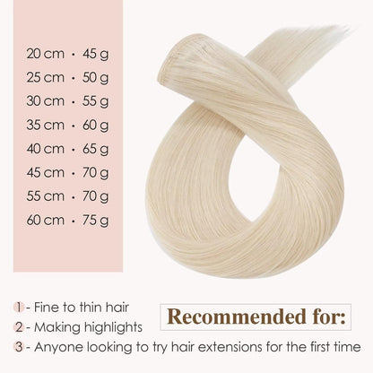 Echthaar Clip-In Extensions Platinblond 40cm