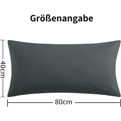 Kissenbezug 40x80 2er Set Grau Kopfkissenbezug Mikrofaser