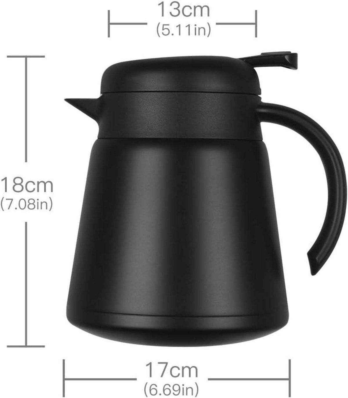 0.8L Doppelwand Thermoskanne Vakuum Isoliert Kaffee Tee Topf Schwarz