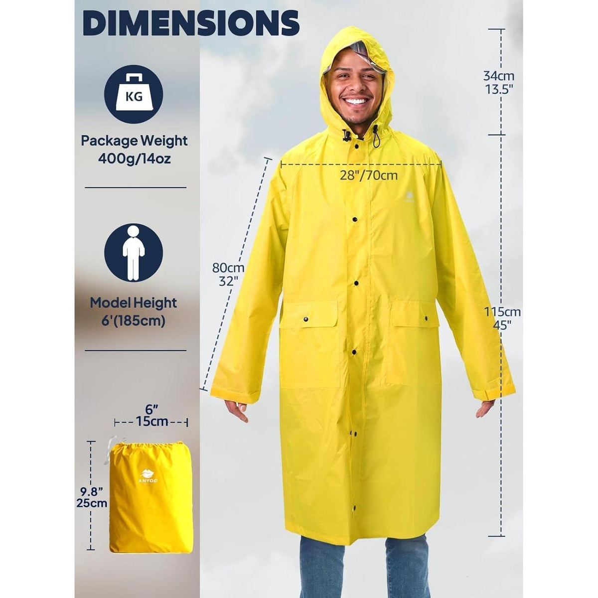 Wasserdichter Regenmantel für Radfahren & Outdoor, Gelb
