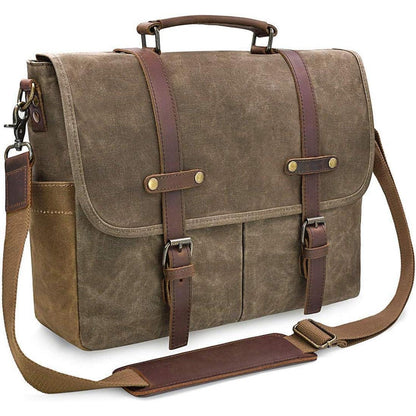 NEWHEY Herren Umhängetaschen Laptoptasche Vintage 15.6 Zoll