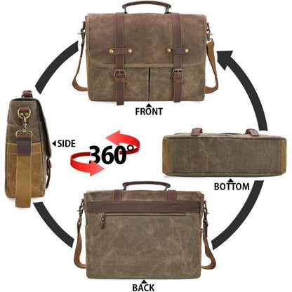 NEWHEY Herren Umhängetaschen Laptoptasche Vintage 15.6 Zoll