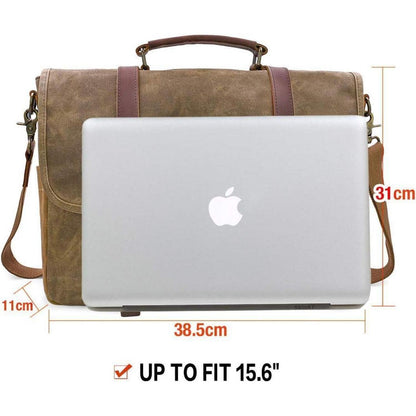 NEWHEY Herren Umhängetaschen Laptoptasche Vintage 15.6 Zoll