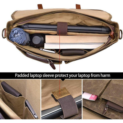 NEWHEY Herren Umhängetaschen Laptoptasche Vintage 15.6 Zoll