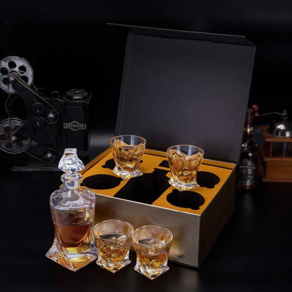 Whisky Karaffe Gläser Set 800ml Kristall Whiskey Dekanter 5