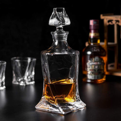Whisky Karaffe Gläser Set 800ml Kristall Whiskey Dekanter 5